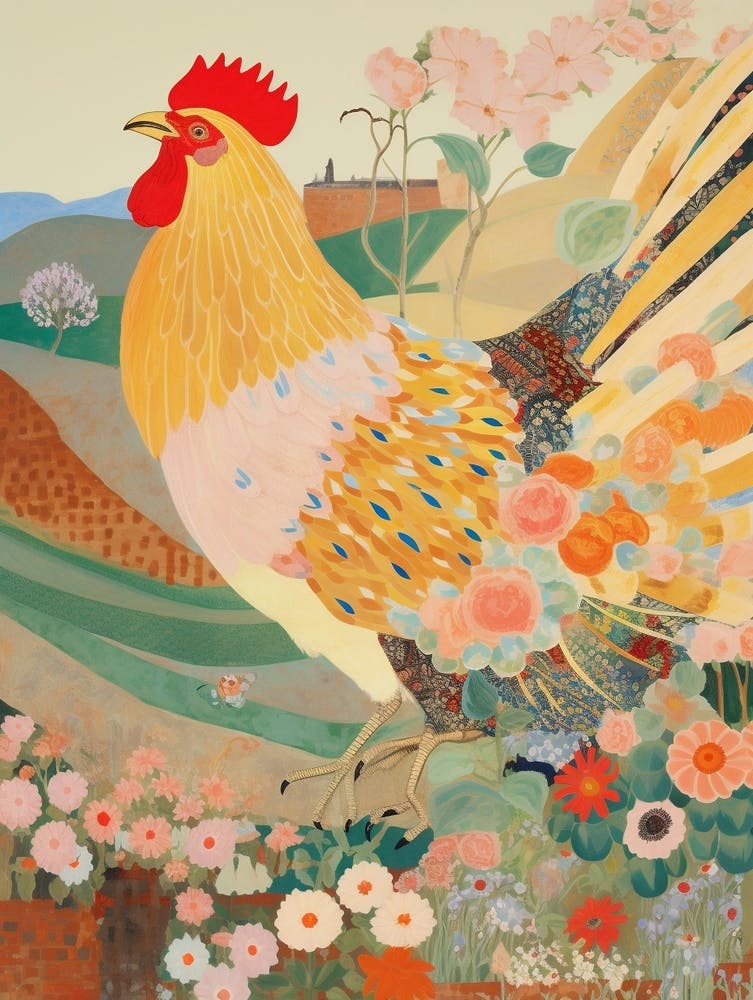 Maximalist Bird Painting Rooster 2