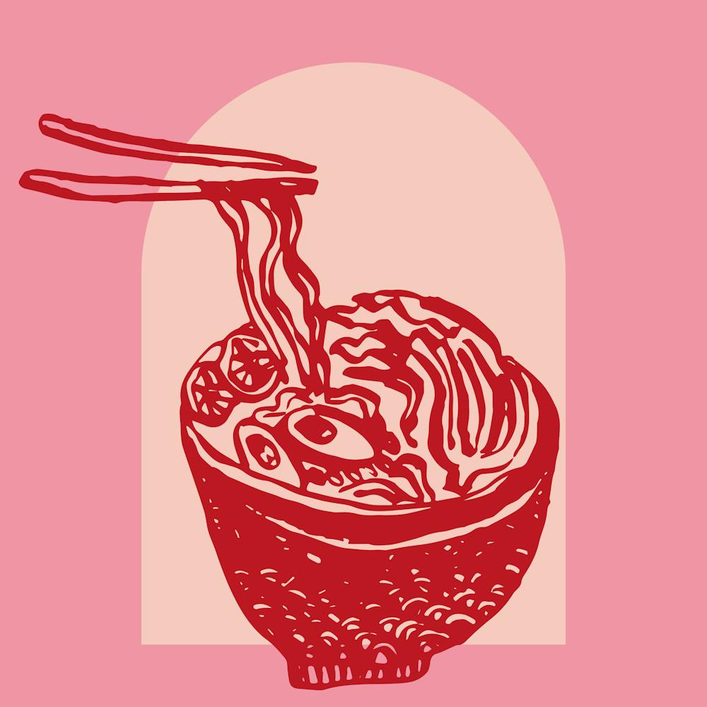 Pink Ramen Noodle Bowl 1