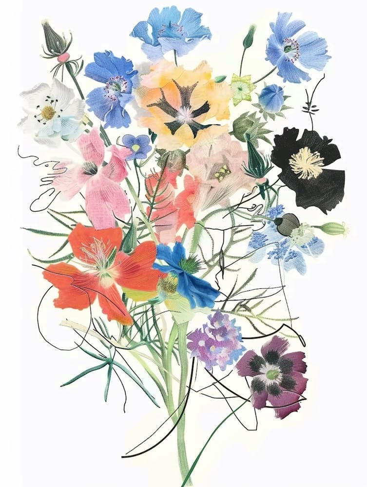 Nigella 3 Collage Flower Bouquet