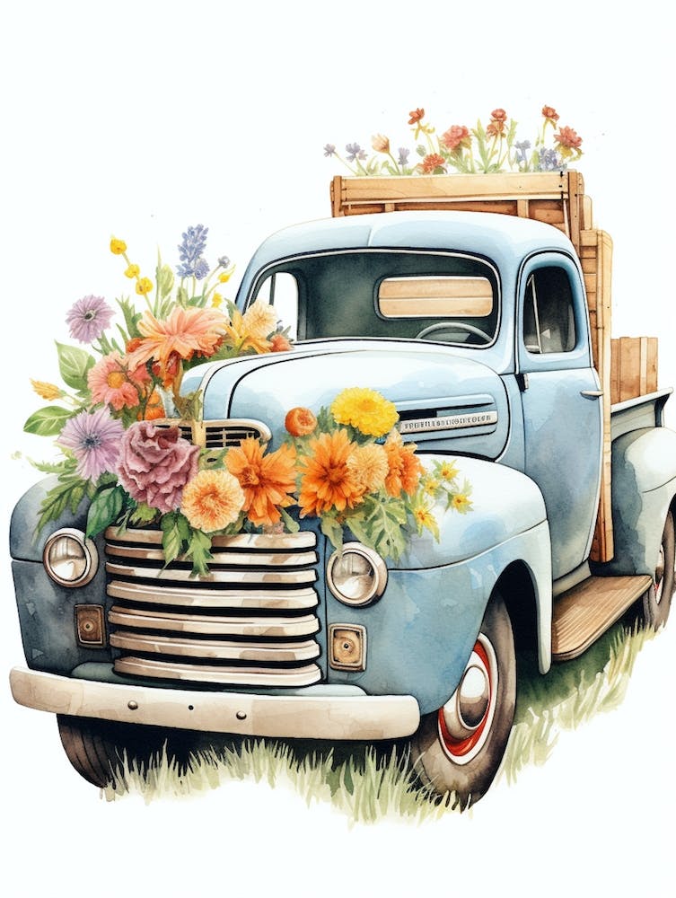Cowgirl Truck With Flowers 3