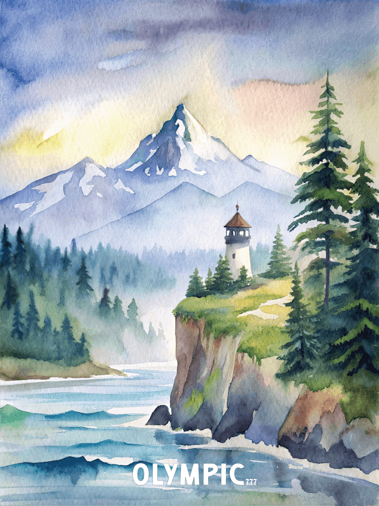 Olympic Washington National Park Watercolor Painting