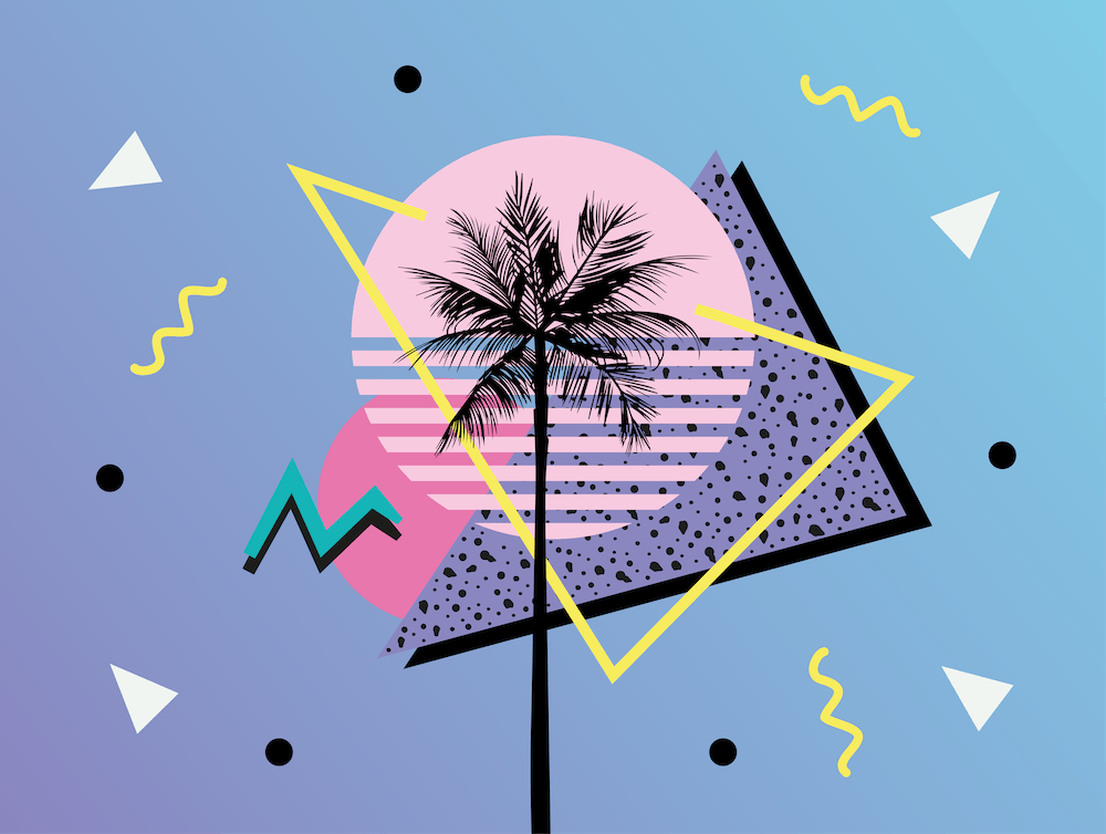 Memphis Pattern Retro Vaporwave 80s Nostalgia Palmtree Artwork