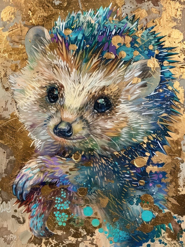Baby Hedgehog Gold Effect Collage 4