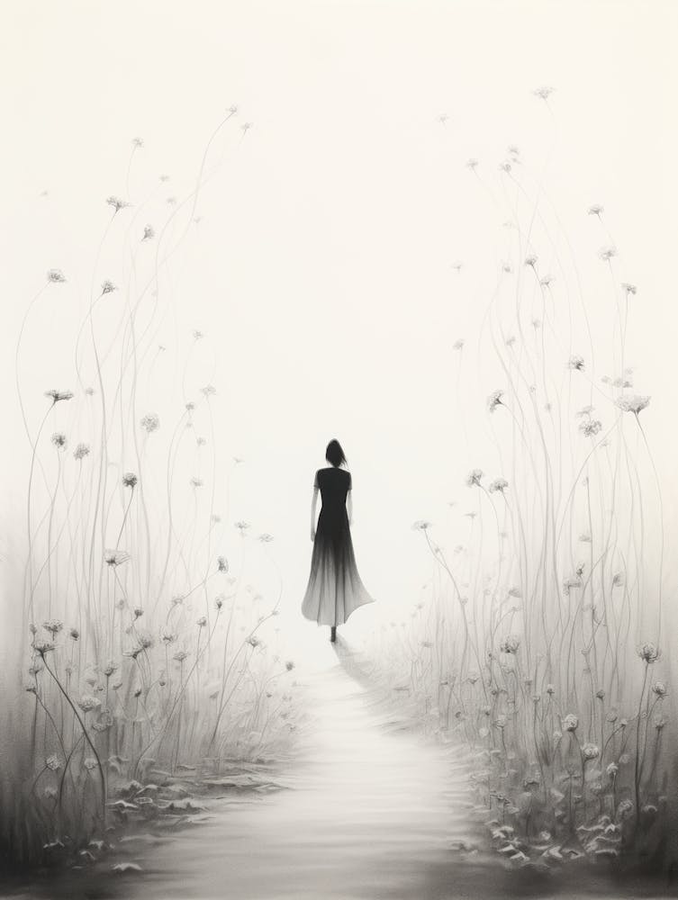 Femme Marchant Dans Le Brouillard