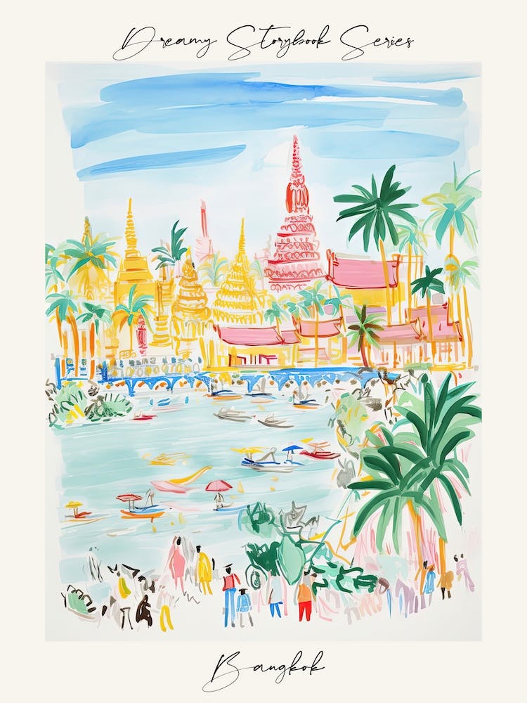 Poster von Bangkok, verträumte Märchenbuch-Illustration 1
