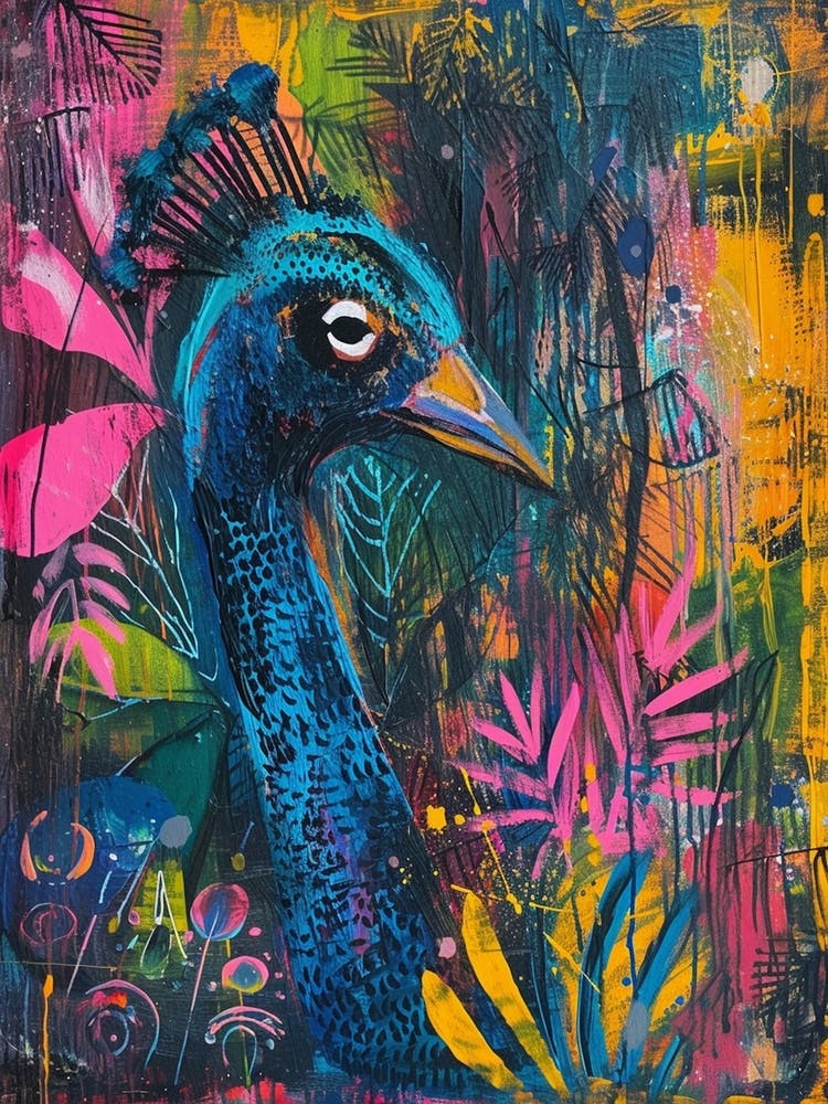 Abstract Peacock Loose Brushstrokes