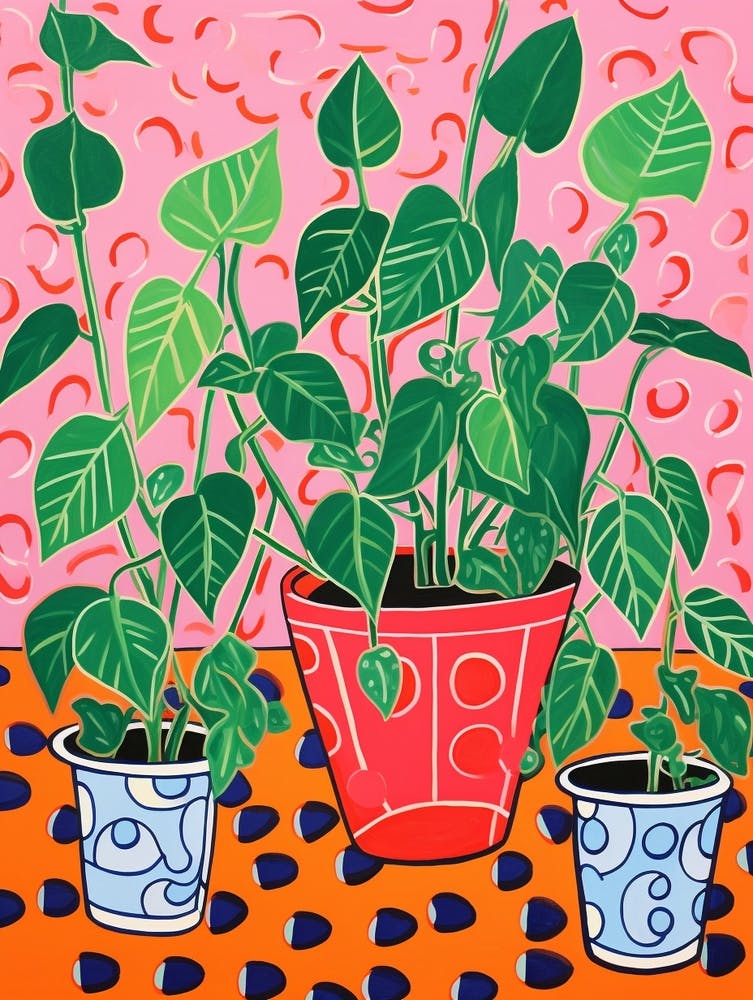 Pink And Red Plant Illustration Pothos Pearls 4