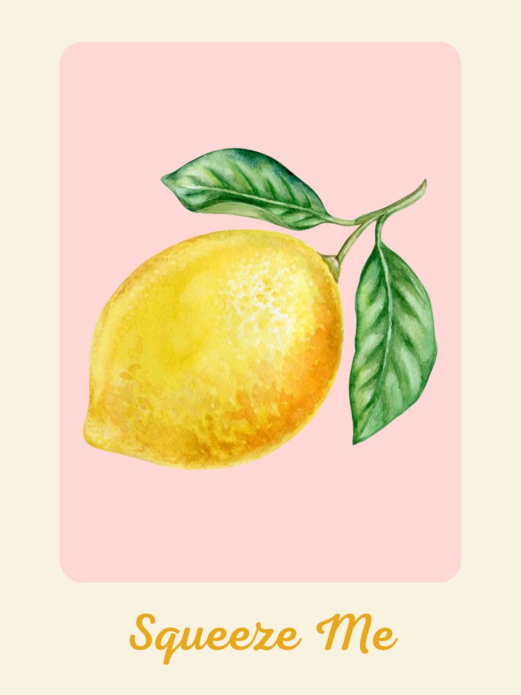 Funny Lemon Print, Bold Pink Art