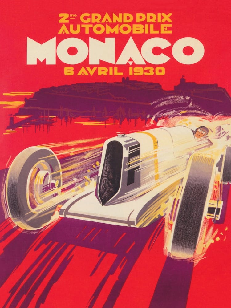 Monaco Grand Prix 1930 Vintage Poster