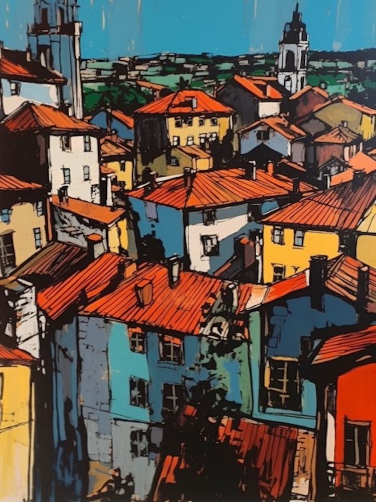 A Window View Of Prague In The Style Of Pop Art 3