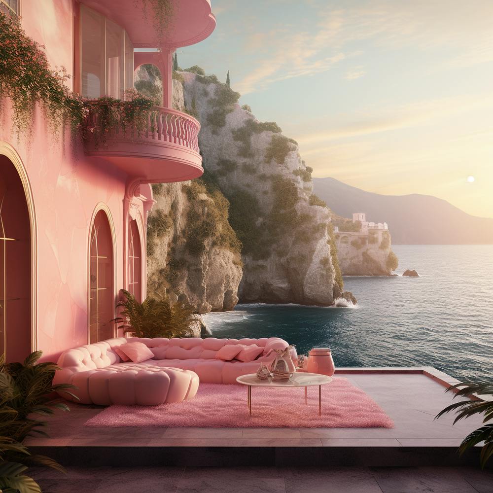 Pink Couch On The Balcony