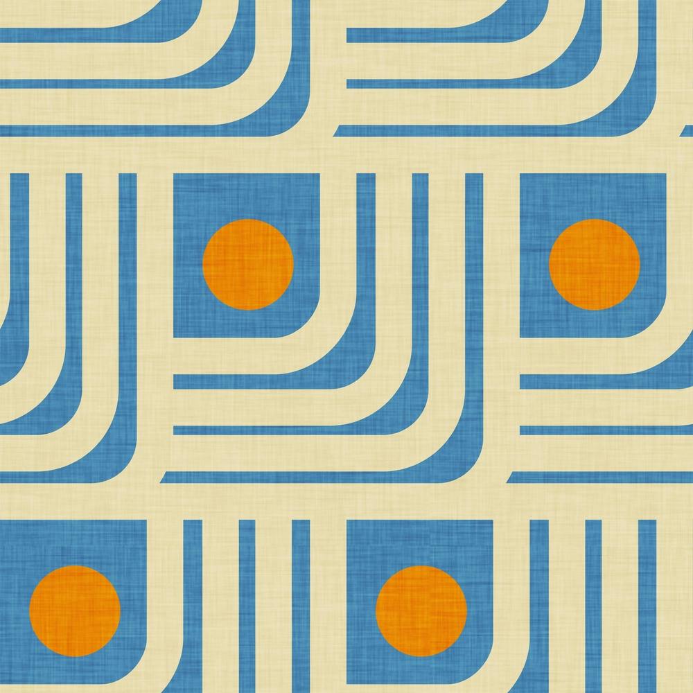 70s Curve Lines Blue Orange