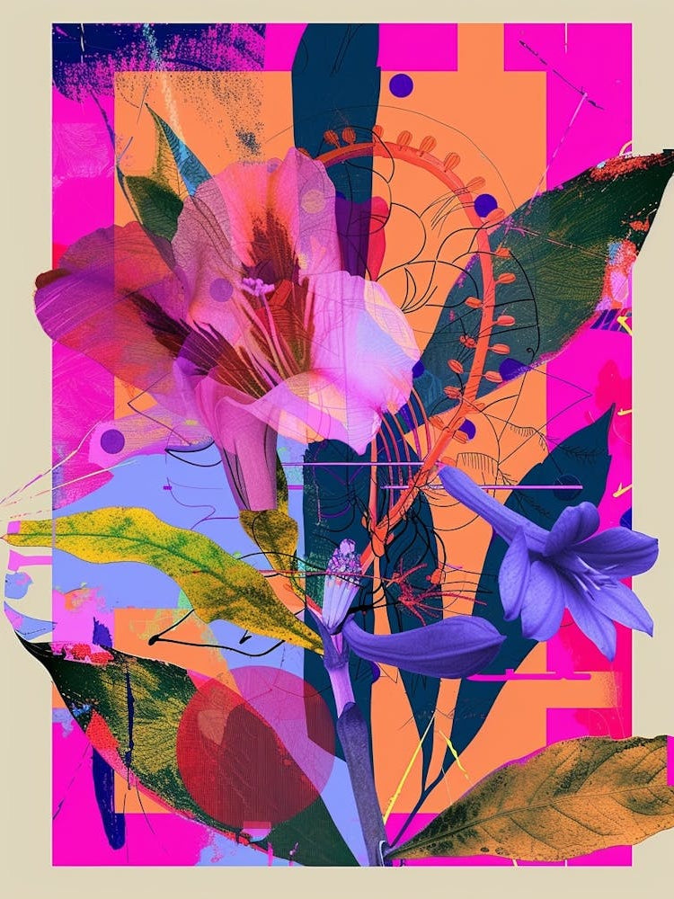 Lisianthus 2 Neon Flower Collage