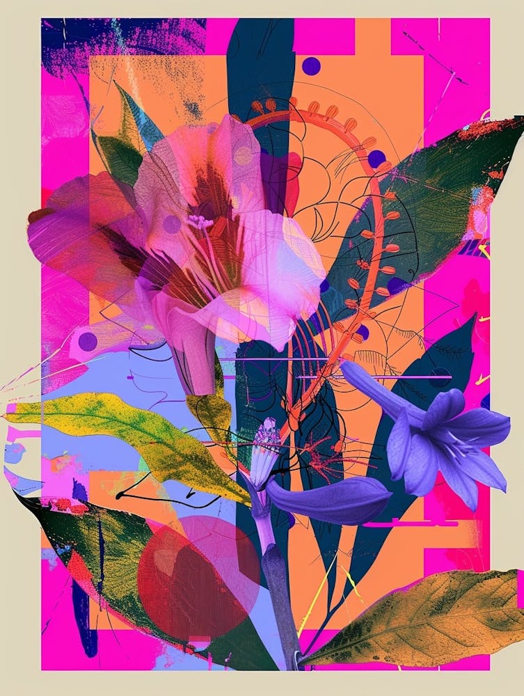 Lisianthus 2 Neon Flower Collage