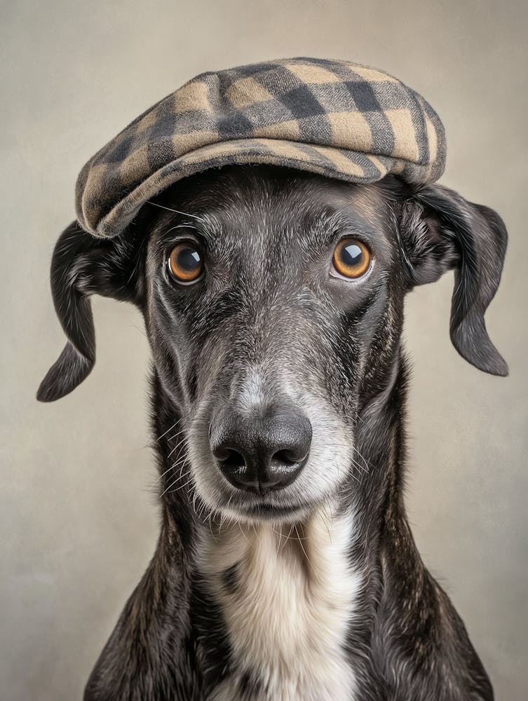 Whippet In A Flat Cap