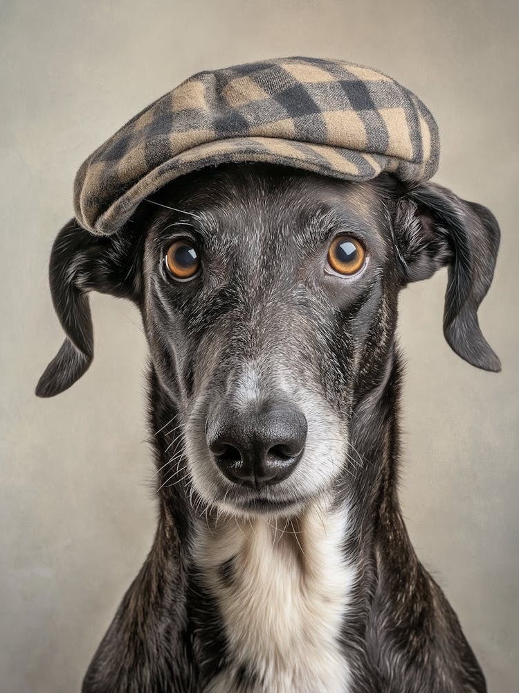 Whippet In A Flat Cap