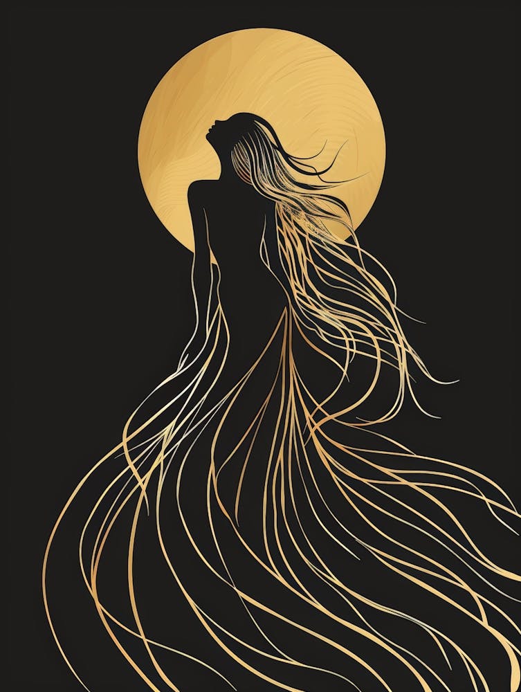 Goldene Frau Im Mondlicht