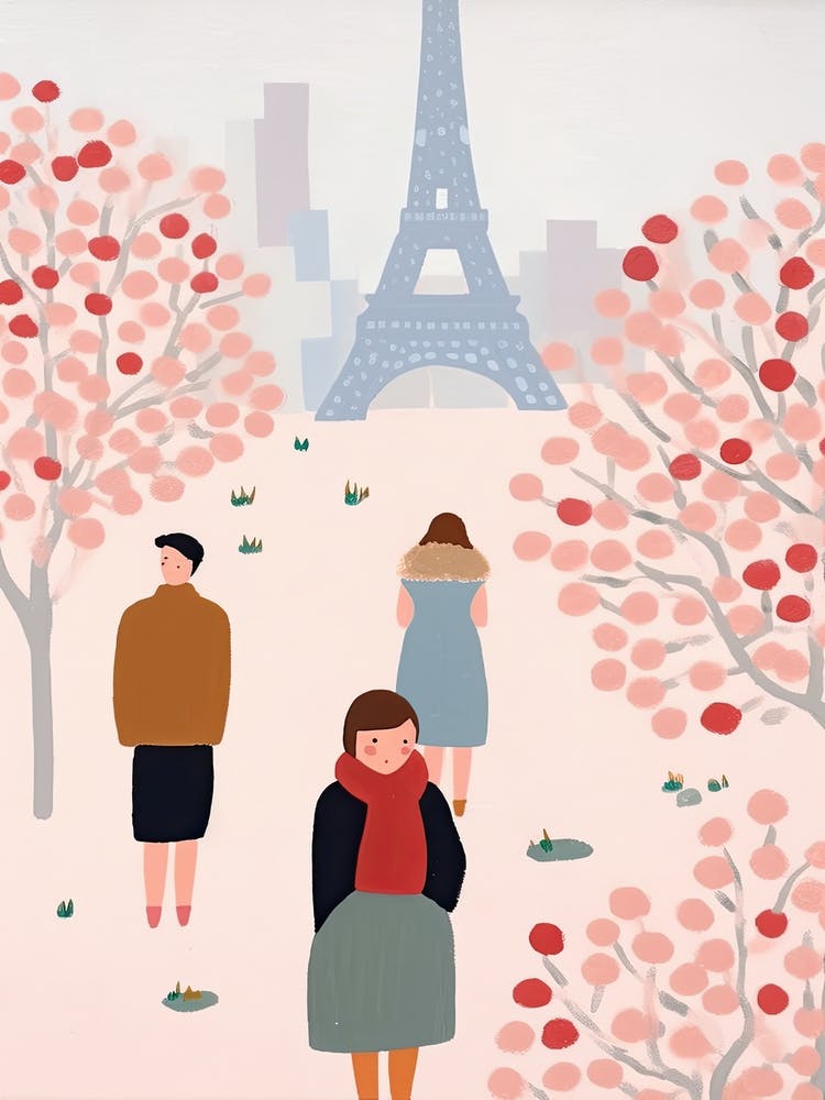 In Paris With The Eiffel Tower Scene, Tiny People And Illustration 7