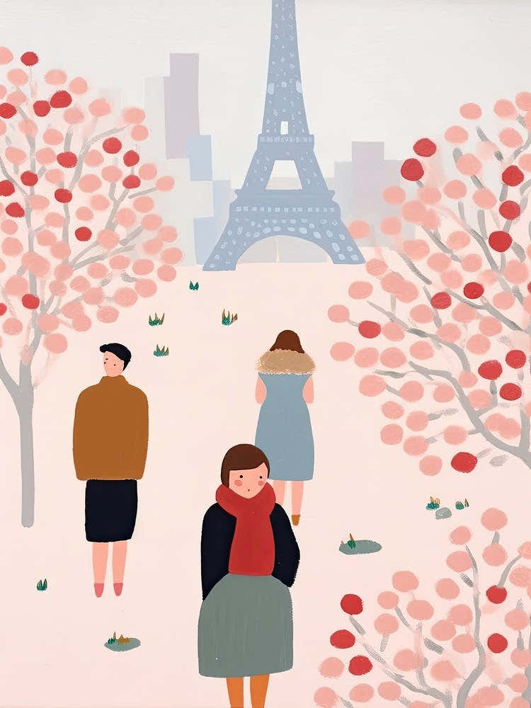 In Paris With The Eiffel Tower Scene, Tiny People And Illustration 7