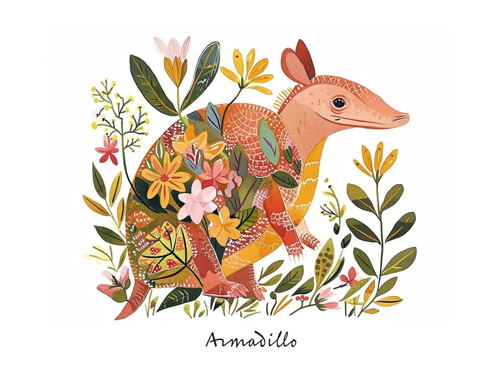 Little Floral Armadillo 1 Poster