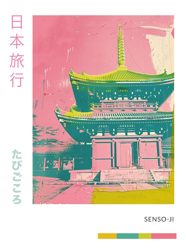 Senso Ji In Tokyo Duotone Silkscreen Poster 1