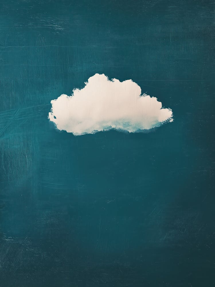 Cloud Wall Art Painting Teal Blue Sky Print