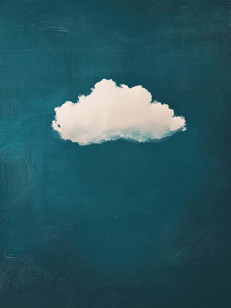 Cloud Wall Art Painting Teal Blue Sky Print