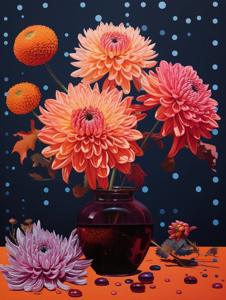 Surreal Florals Chrysanthemum 4 Flower Painting