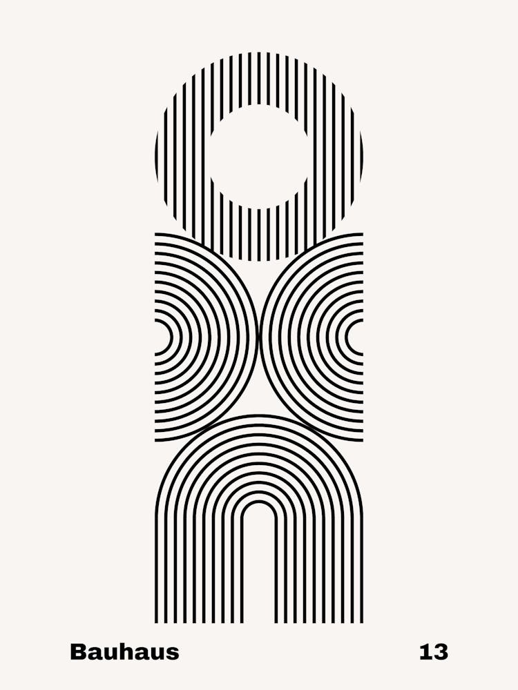 Geometric Bauhaus Poster B&W 13