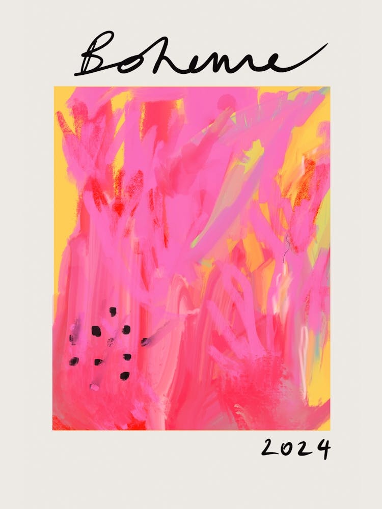 Boheme Abstract Art 2024 Pink Yellow