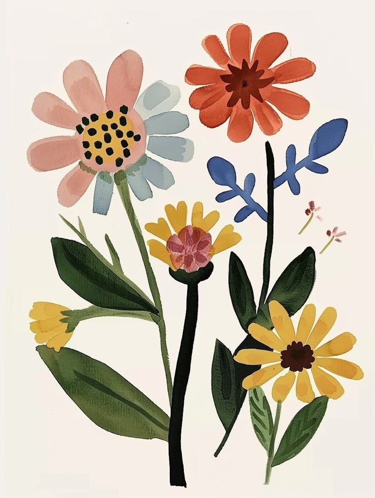 Painted Florals Zinnia 2