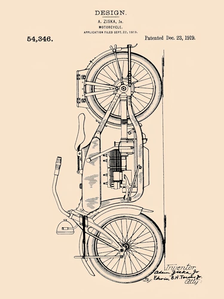 Motorcycle Patent Vintage Poster