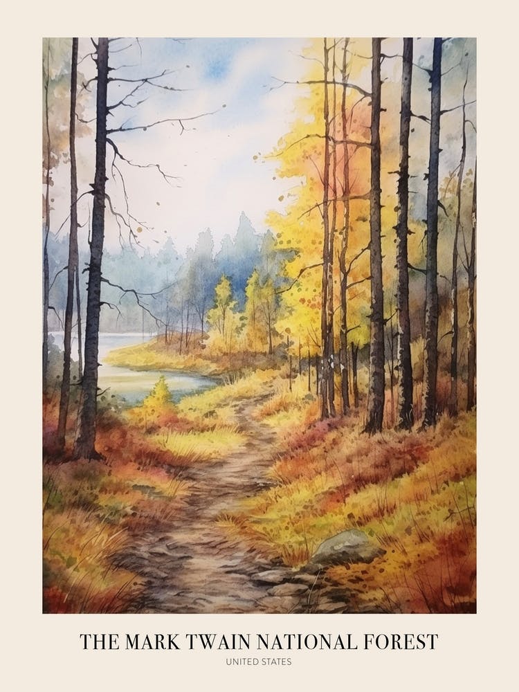 Autumn Forest Landscape The Mark Twain National Forest 2 Poster