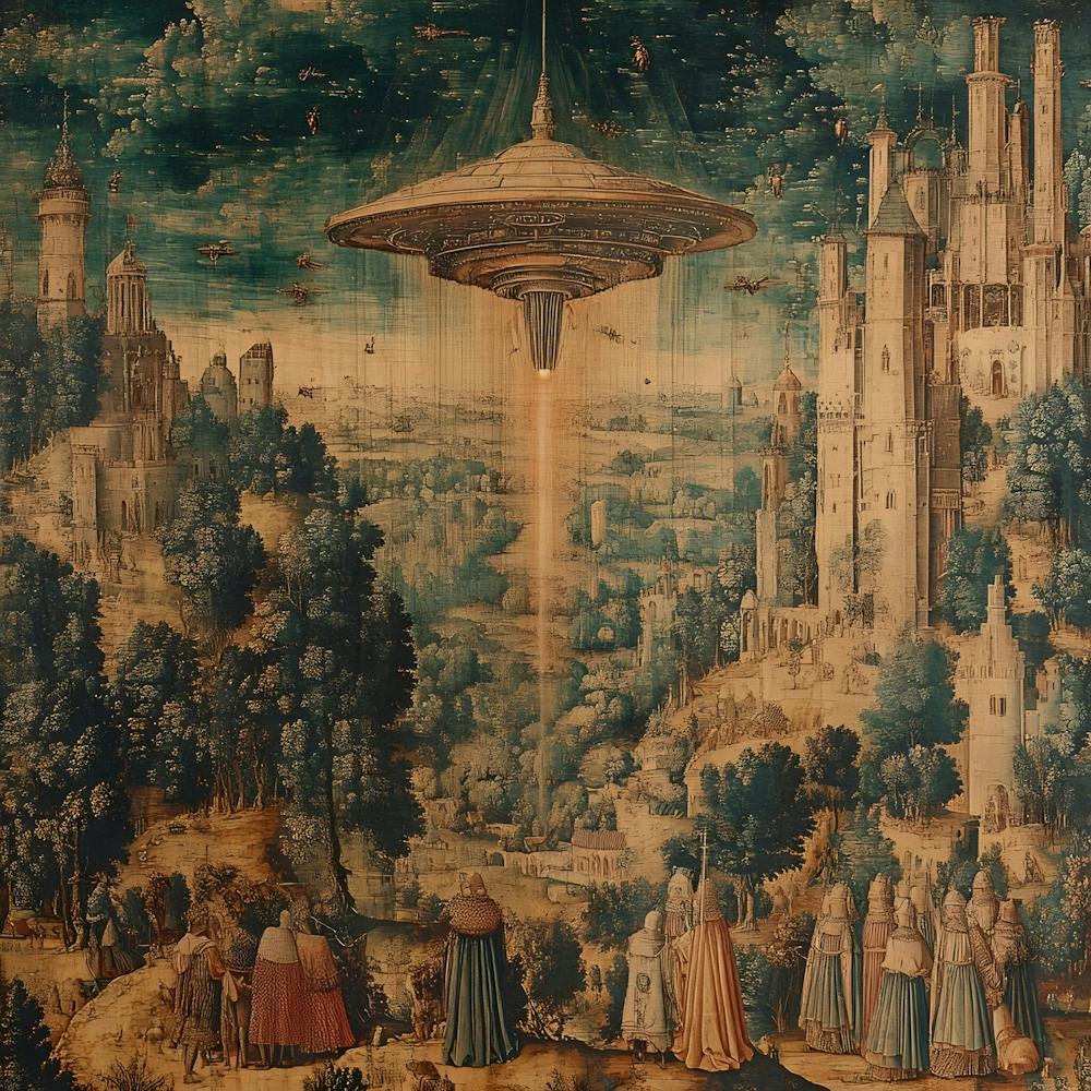 Alien Invasion Ancient Tapestry 4