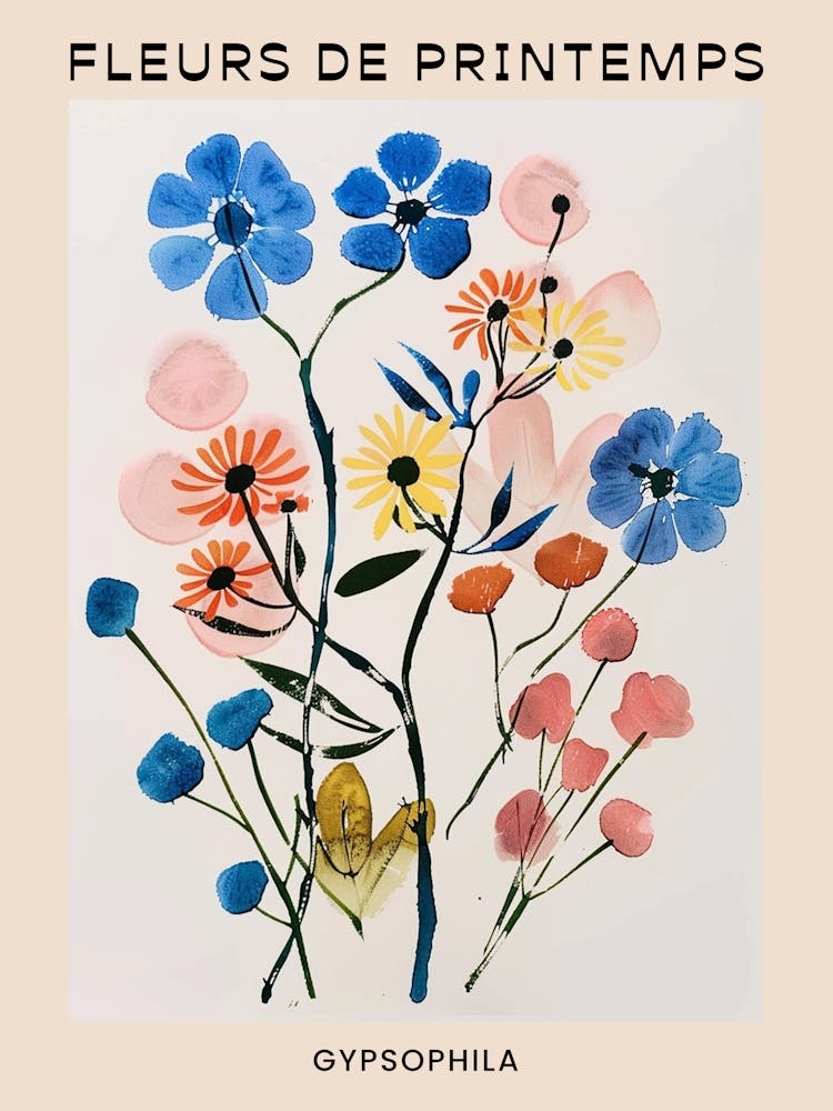 Spring Floral French Poster  Gypsophila 4