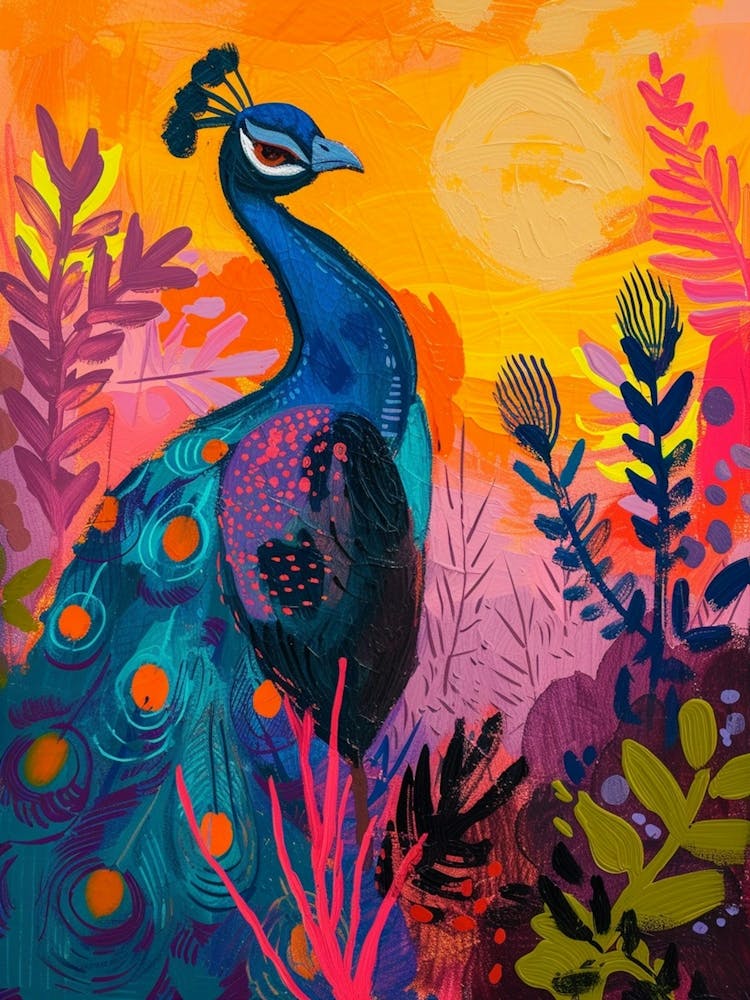 Peacock At Sunset Painting 3