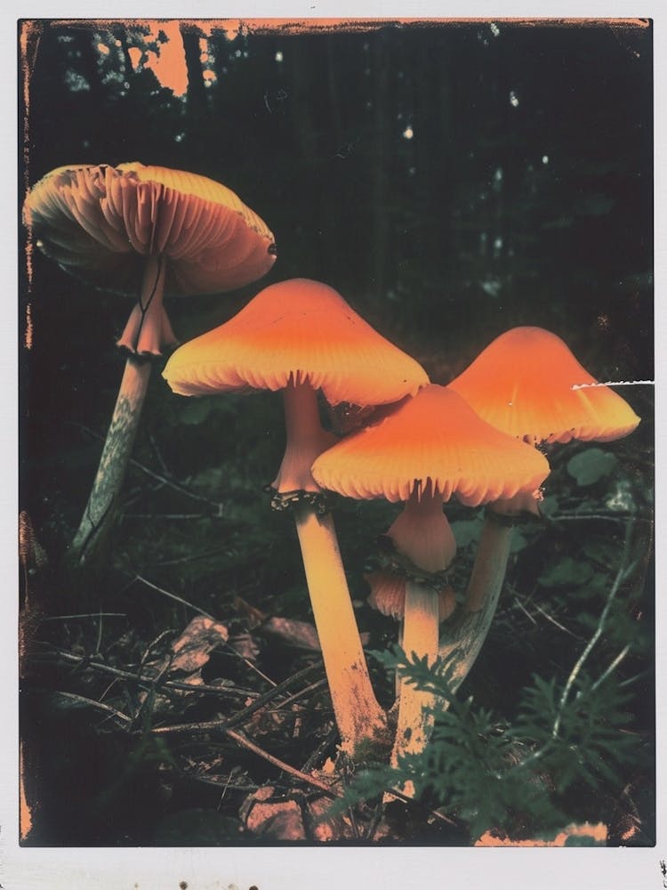 Mushrooms Retro Photo Inspired 1