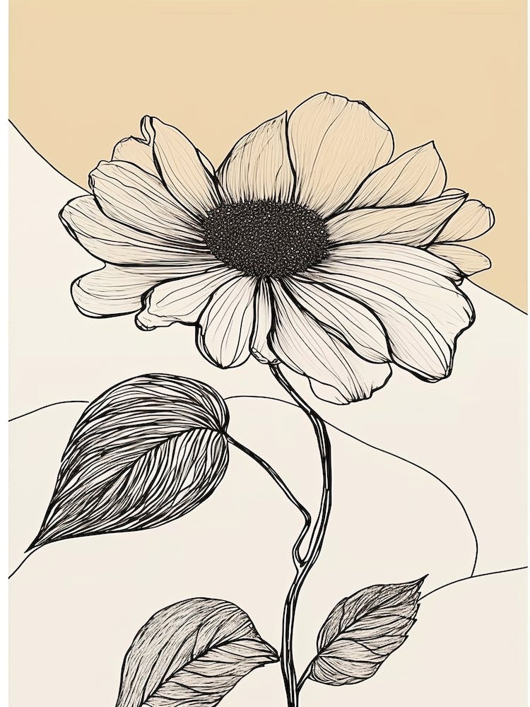 Illustration de Tournesols en Line Art Neutre 2