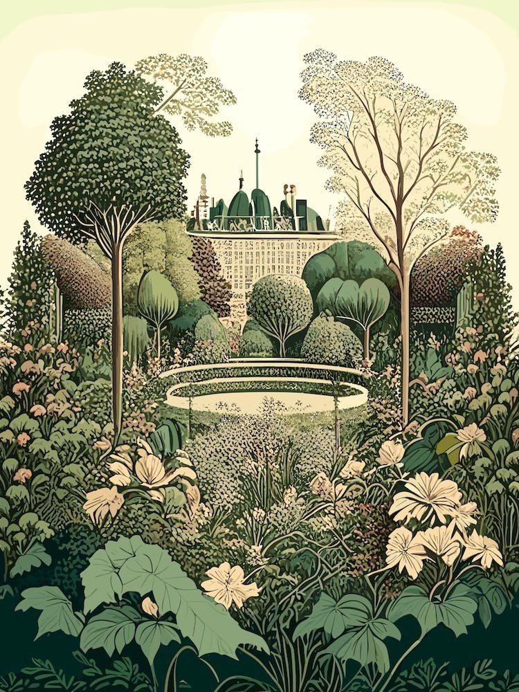 Luxembourg Gardens, France Vintage Botanical