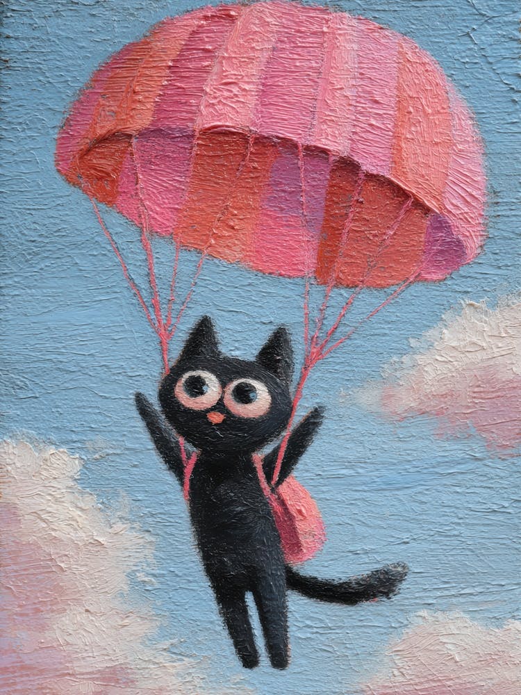 Black Cat With Parachute