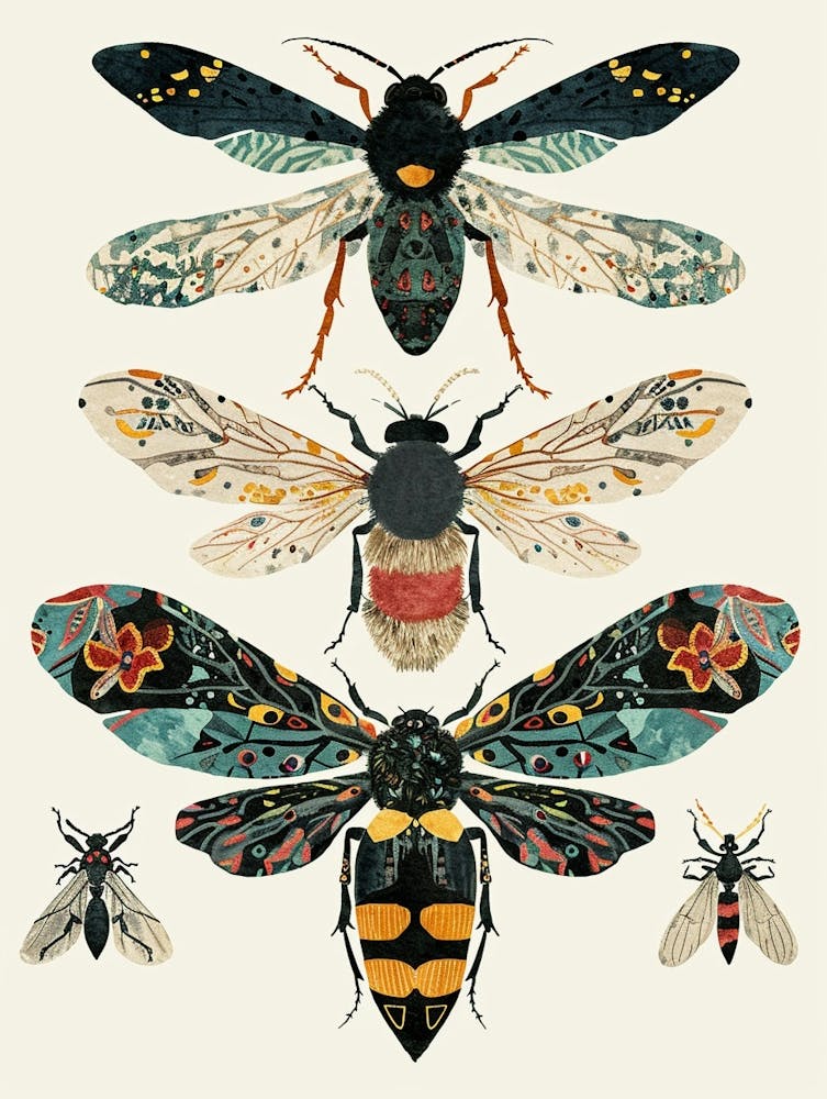 Colourful Insect Illustration Wasp 7
