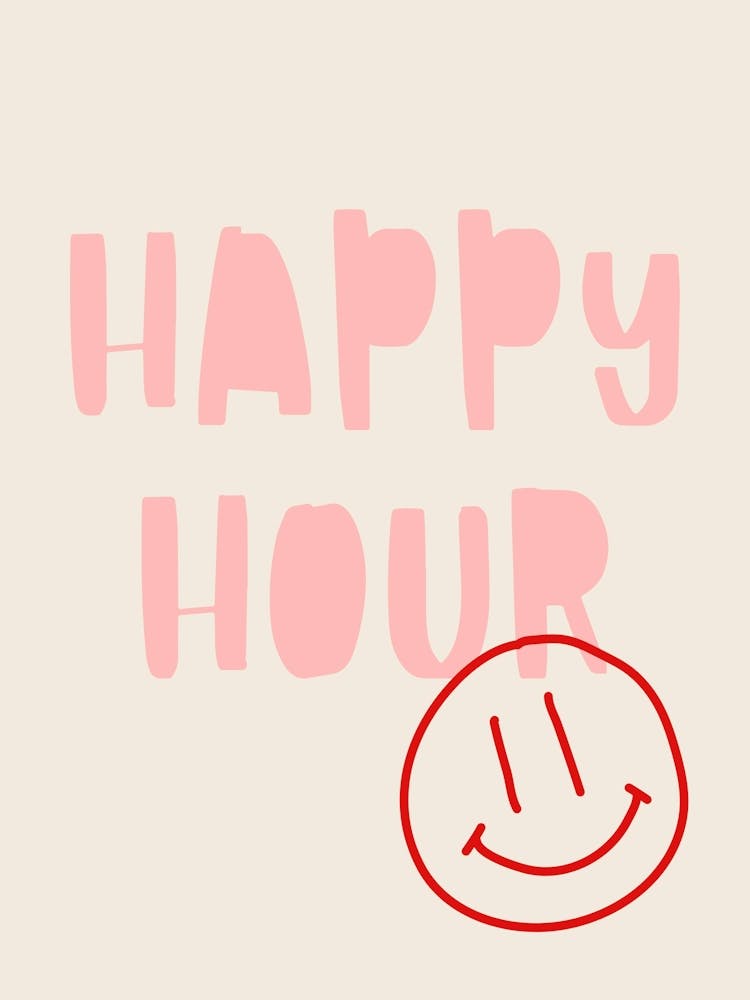 Happy Hour Poster Pink & Red