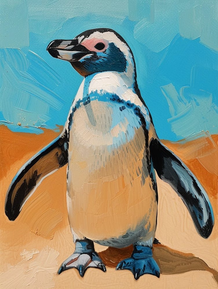 Galapagos Penguin Kangaroo Island Penneshaw Colour Block Painting 1