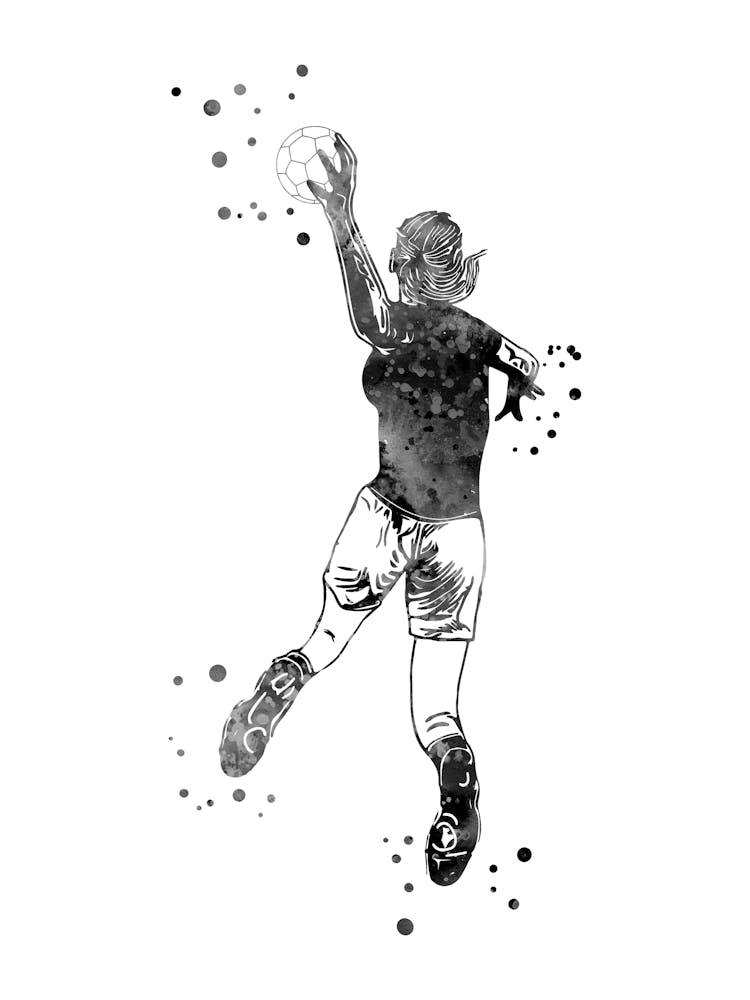 Handball Player Girl Hits The Ball 5