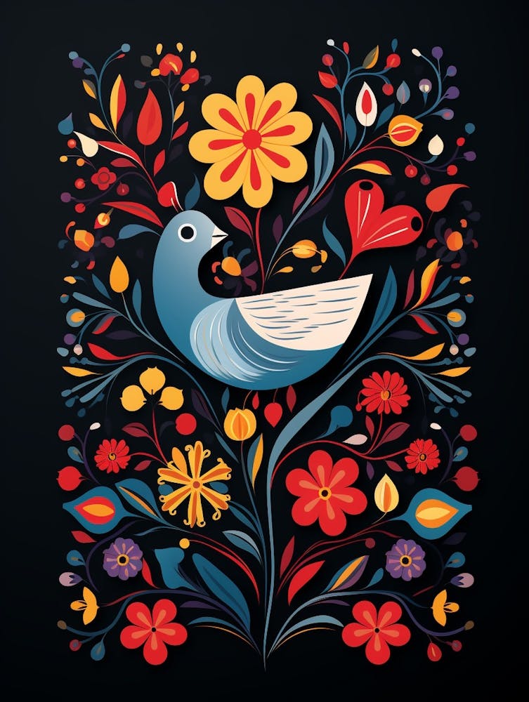 Folk Bird Illustration Dove 3