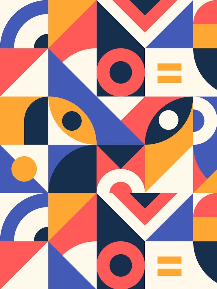 Abstract Geometric Pattern - Bauhaus geometric retro poster, 60s poster