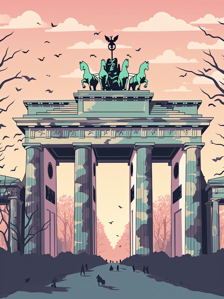 The Brandenburg Gate   Berlin, Germany   Cute Botanical Illustration Travel 0