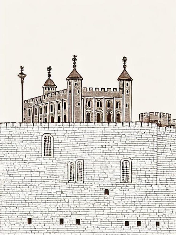 Tower Of London England Boho Landmark Illustration