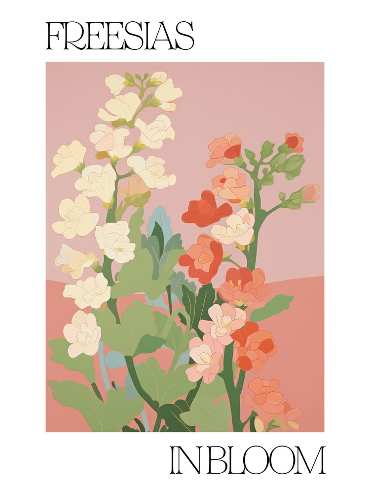 Freesias In Bloom Flowers Bold Illustration 3
