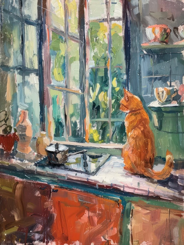 Orange Cat In The Kitchen